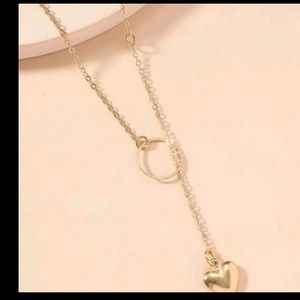 💜 Lovely Metallic Heart Lariat Necklace 💜 Heart Charm Y Lariat Necklace